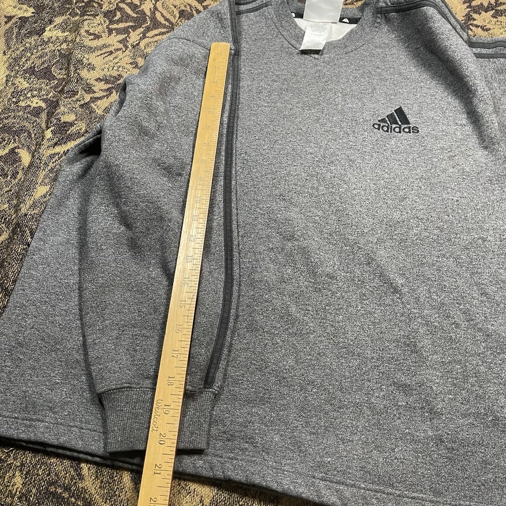 Vtg Adidas Women's Gray V Neck Pullover Sweatshirt Black Logo Size Large Boxy - Picture 7 of 9